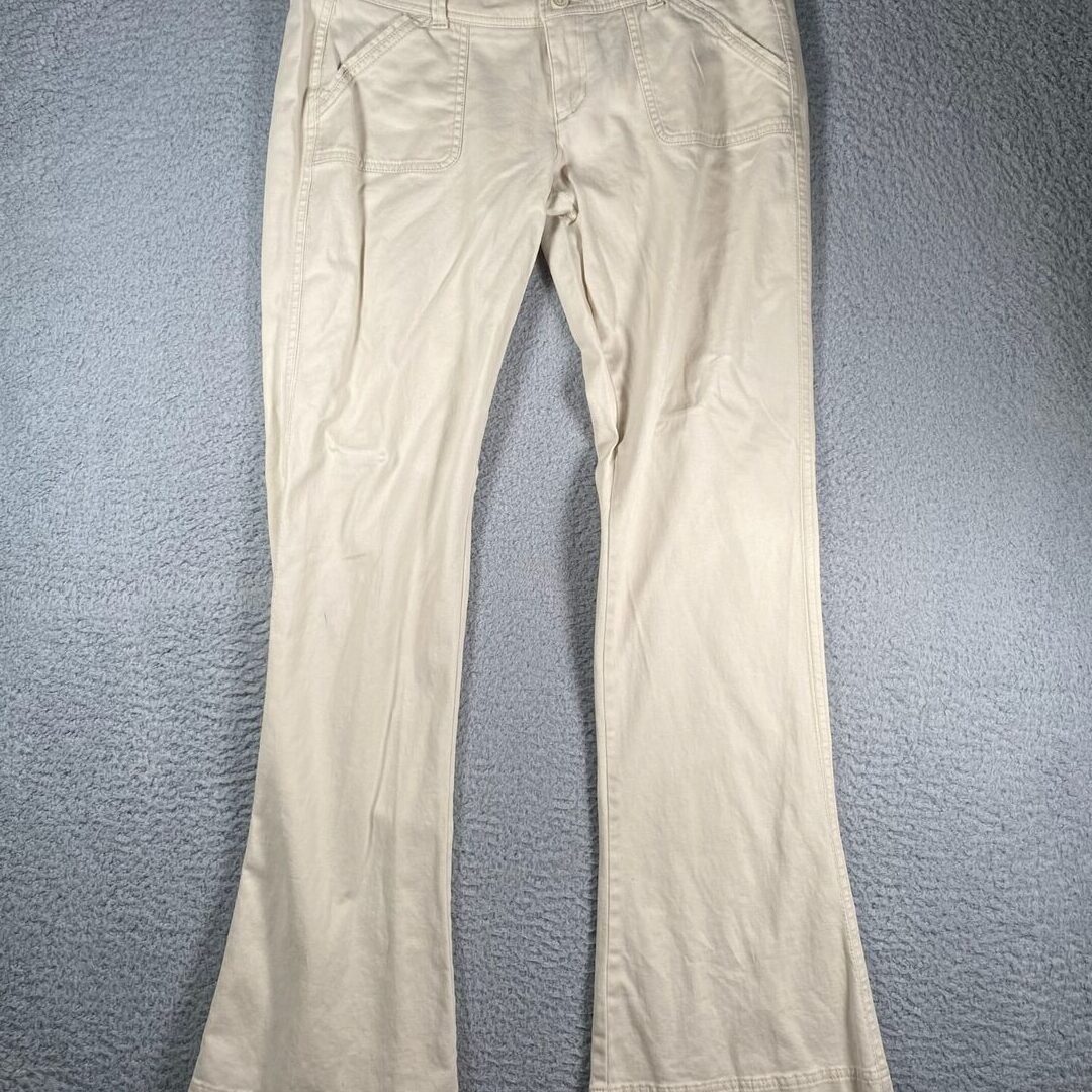 Pantalones Hollister Mujer 11R Off White Crema Bootcut Western Acampanado...