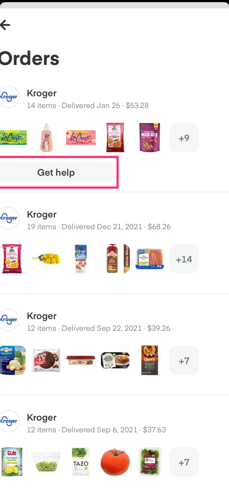 Centro de ayuda de Instacart - Problema con su pedido