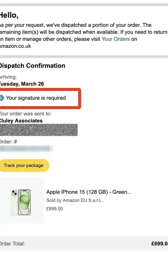 Amazon se niega a reembolsarme £ 700 por el iPhone 15 que no entregó ...